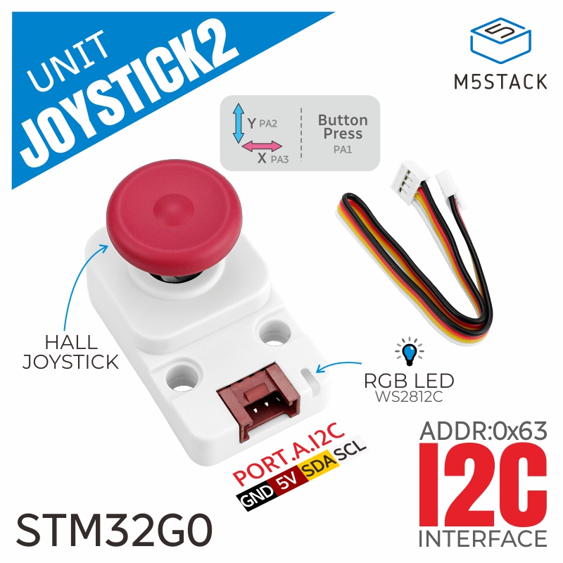 M5Stack Core2 - M5Stack Official I2c Joystick 2 Unit(STM32G030)