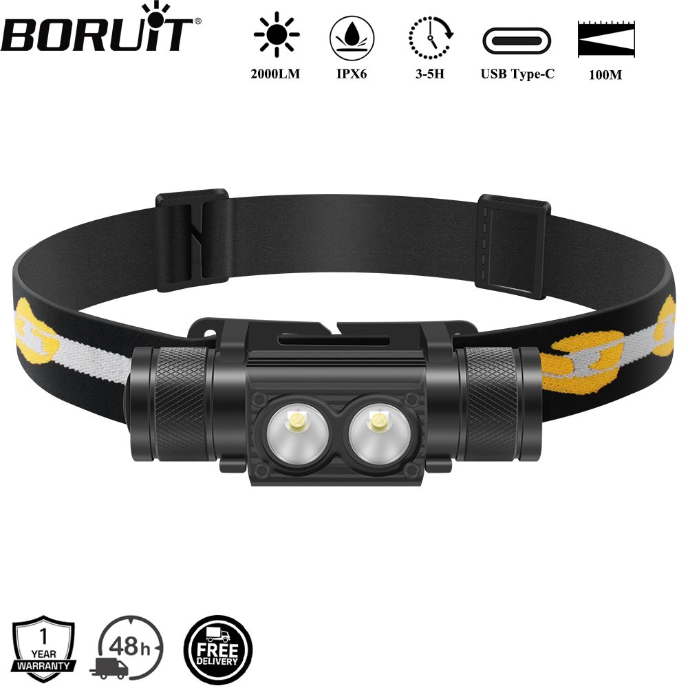Lolin D32 - BORUiT D25 Dual LED Headlamp 2000LM