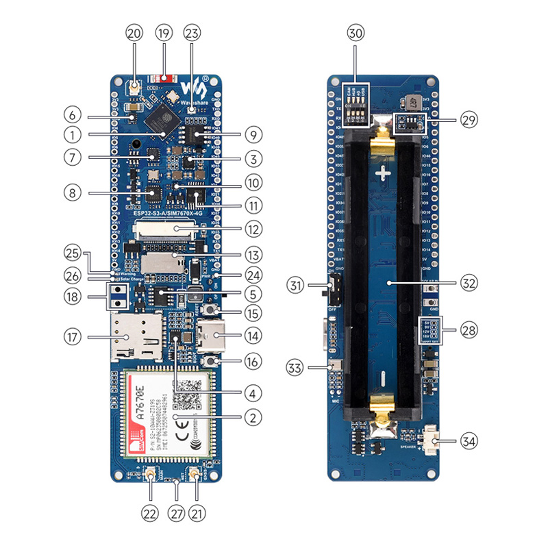 Waveshare ESP32-S3 A7670E 4G d - огляд і ціна Lolin S3