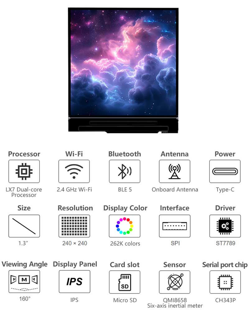 Waveshare ESP32-S3 1.3inch LCD - огляд і ціна Lolin S3